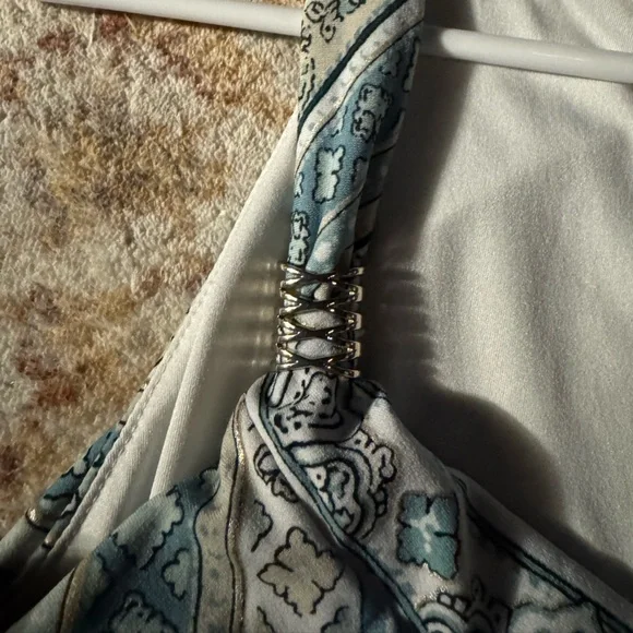 White House Black Market Chevron Turquoise Blue Dress - Picture 4 of 6